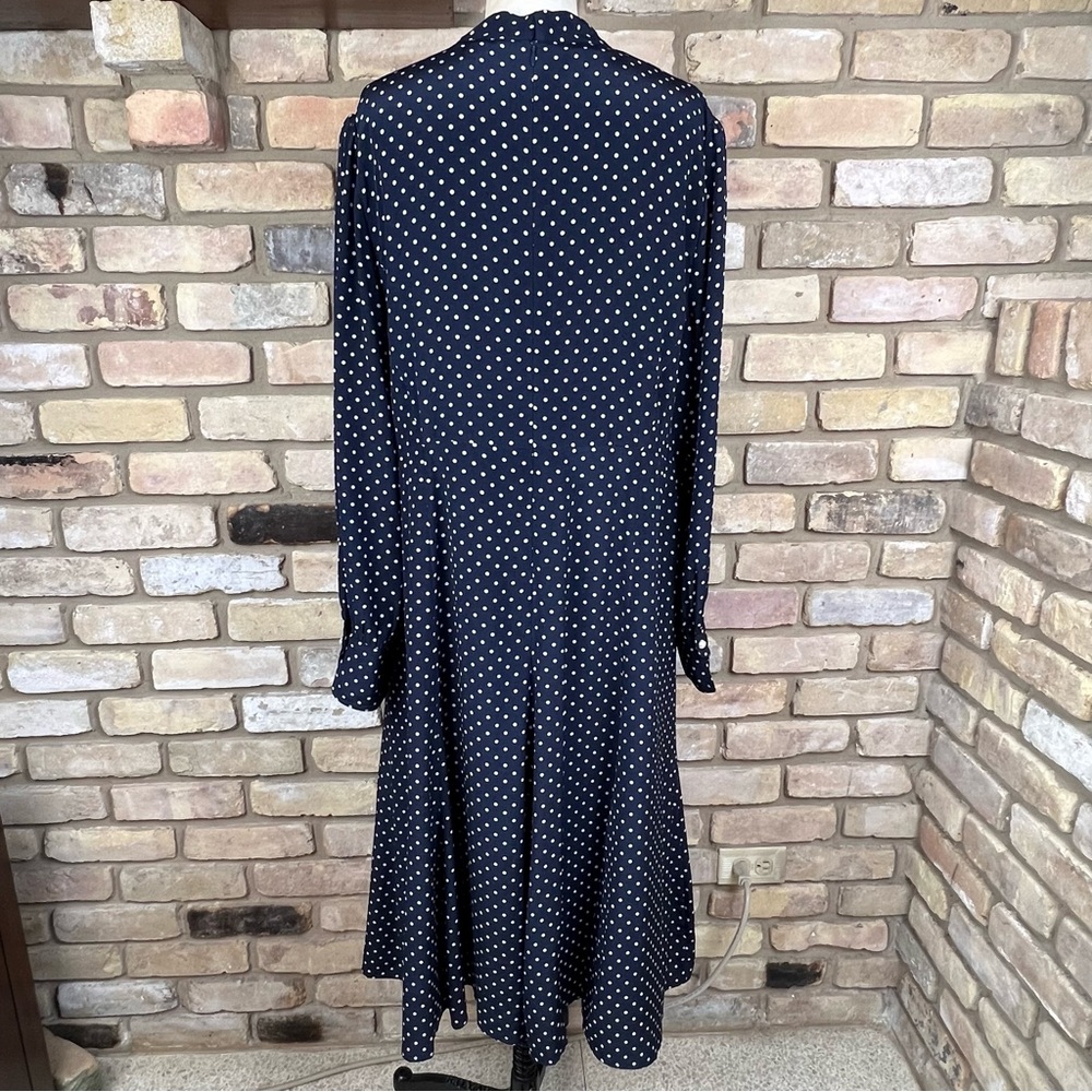LK BENNETT navy white polka dot silk Mortimer dress in Sloane Blue - Picture 6 of 10